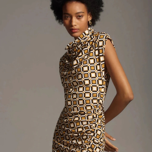 NWT Anthropologie Maya Ruched Cowl Neck Mini Dress 1X - Picture 3 of 9